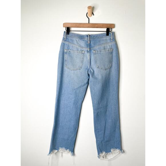 Free People Maggie Ripped Crop Baggy Jeans Size 25 Busted Knee Distressed - Picture 6 of 9